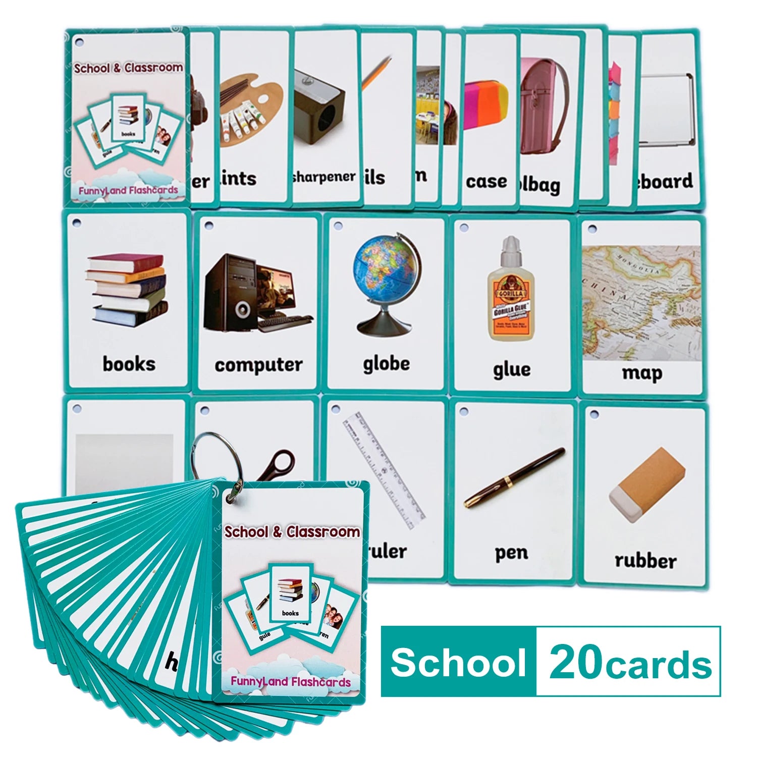 Kids Montessori English Word Flashcards